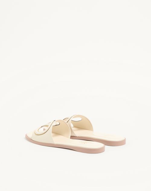 Valentino Garavani - Vlogo Cut-out Calfskin Slide Sandal - Ivory - Woman - Sandals